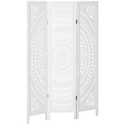 3 Panel Room Divider, 5.6 Ft Tall Portable Folding Privacy Screen, Wood Partition Wall Divider for Home Office, White
