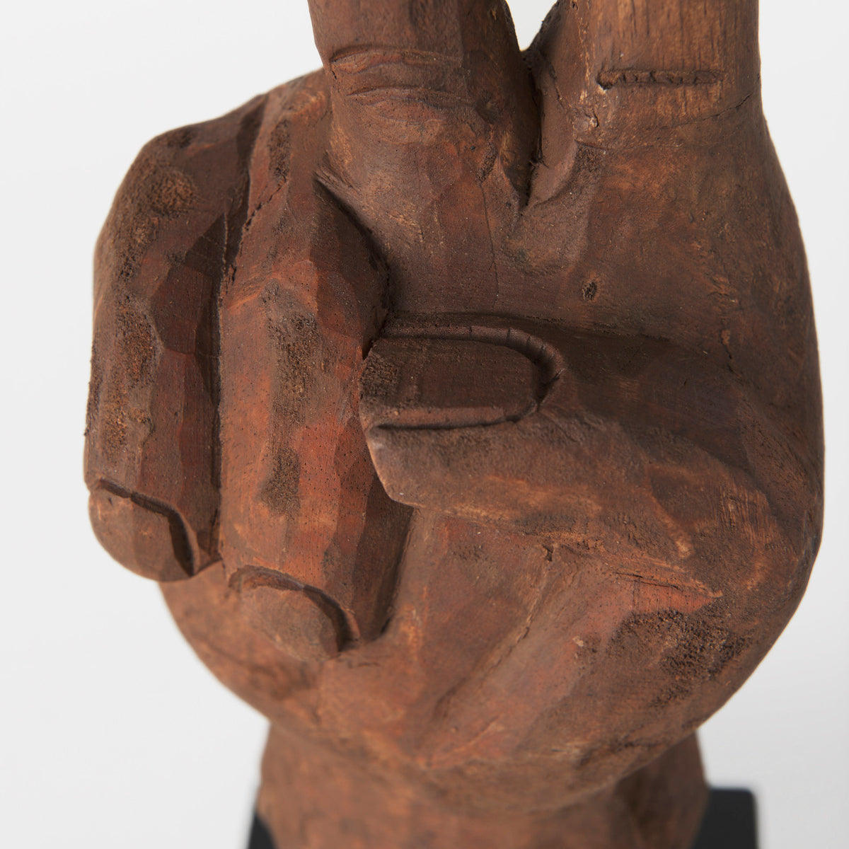 Pacem 4L x 4W Natural Wooden Carved Peace Sign Hand-Objects-DECOROLALA