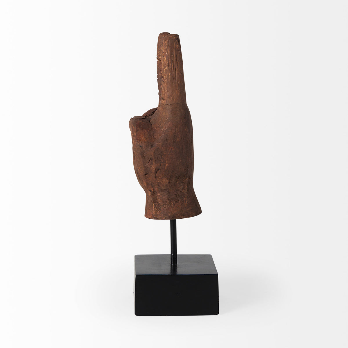 Pacem Natural Wooden Carved Peace Sign Hand - 4" x 4"-Objects-DECOROLALA