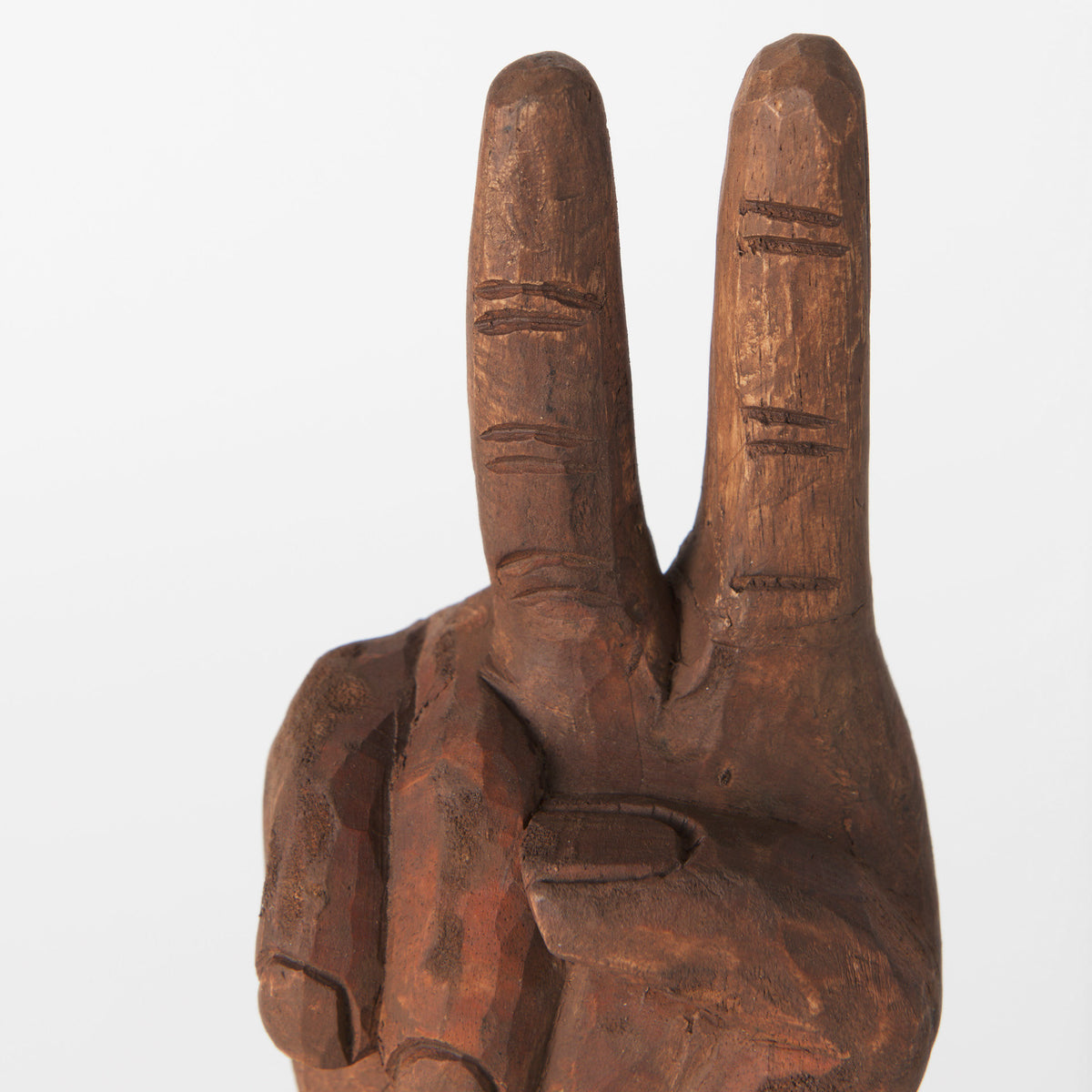 Pacem Natural Wooden Carved Peace Sign Hand - 4" x 4"-Objects-DECOROLALA