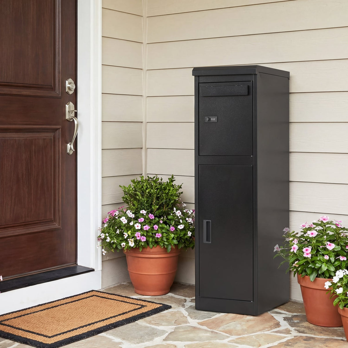 Package Delivery Box for Outside with Lockable Doors Coded Lock-Black-Sheds & Outdoor Storage-DECOROLALA
