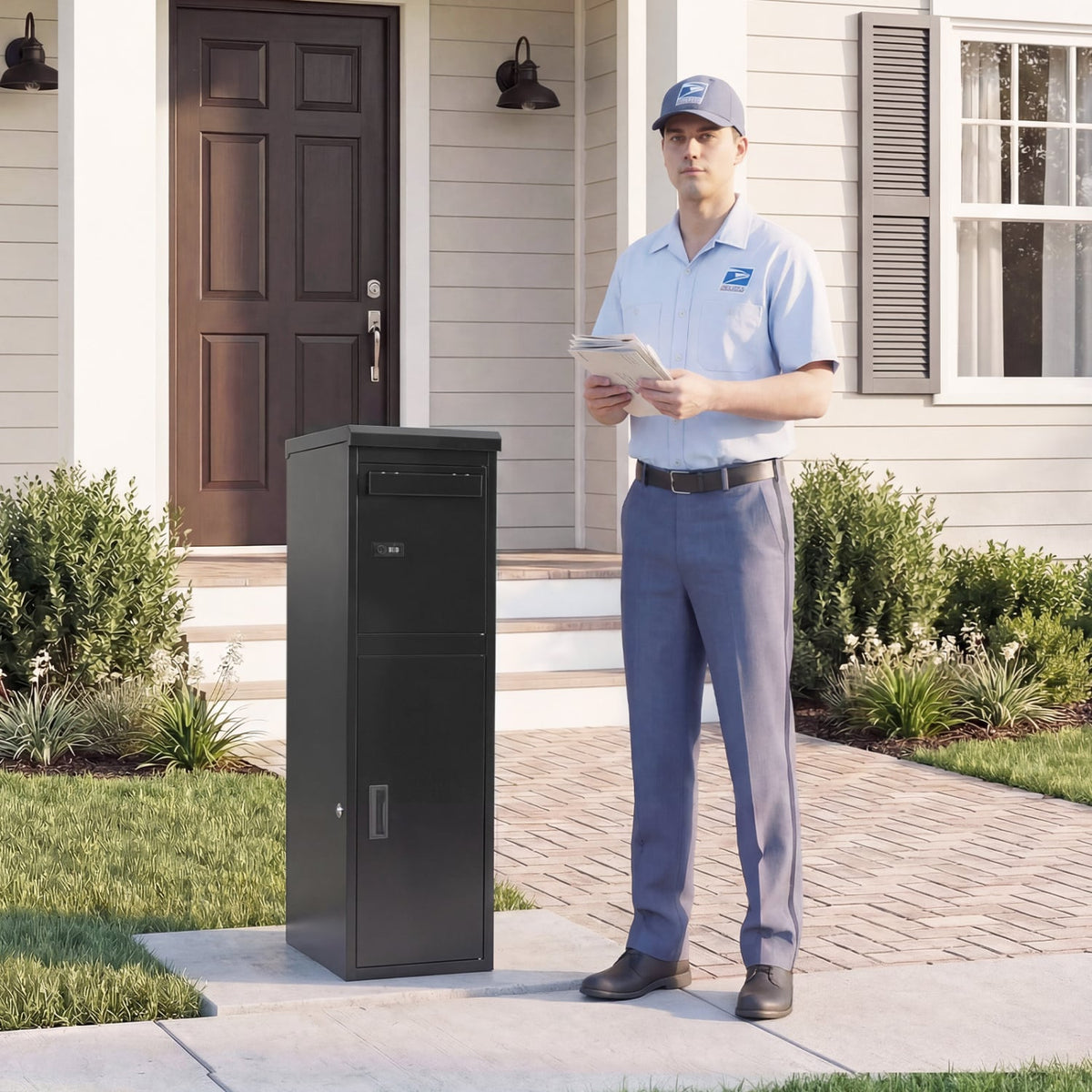 Package Delivery Box for Outside with Lockable Doors Coded Lock-Black-Sheds & Outdoor Storage-DECOROLALA
