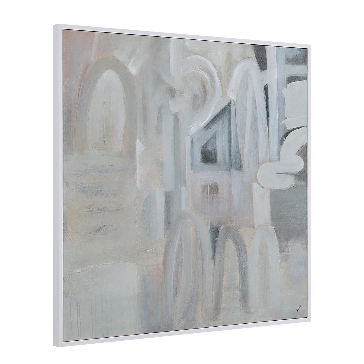 Palazzo 48" Wide Canvas Art with Wood Frame, Painted White-Canvas Prints-DECOROLALA