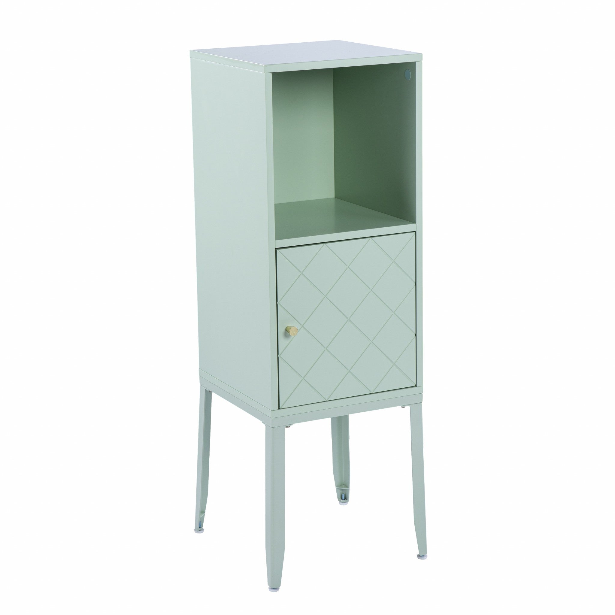 Pale Green Crosshatch Accent Storage Cabinet-Cabinets-DECOROLALA