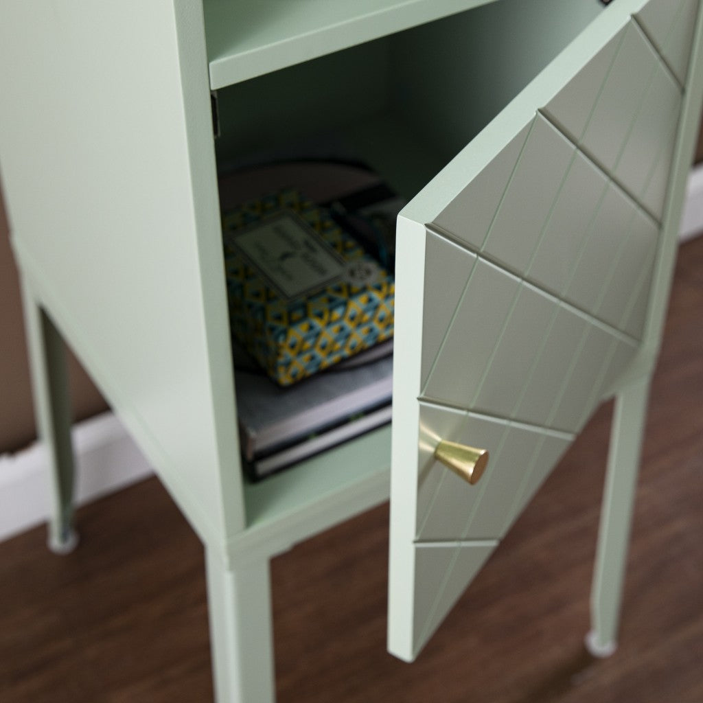 Pale Green Crosshatch Accent Storage Cabinet-Cabinets-DECOROLALA