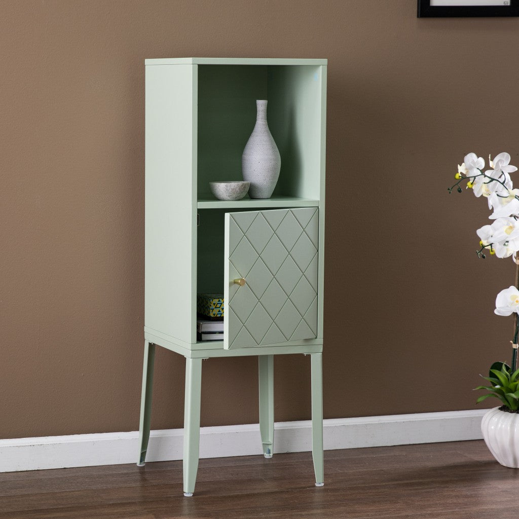 Pale Green Crosshatch Accent Storage Cabinet-Cabinets-DECOROLALA