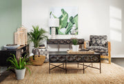 Pallu 18.75"H Dhurrie Cotton Cover w/Four Wooden Legs Ottoman-Stools & Ottomans-DECOROLALA