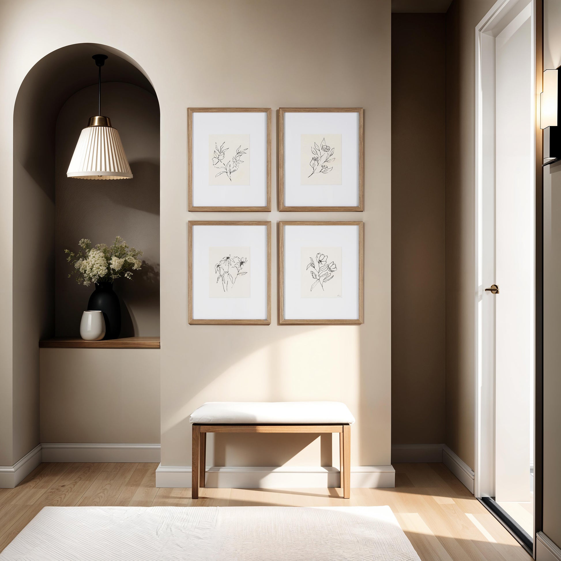 Palmela 16.0" Wide Wall Decor, Printed Artwork (4 Piece Set)-Canvas Print-DECOROLALA