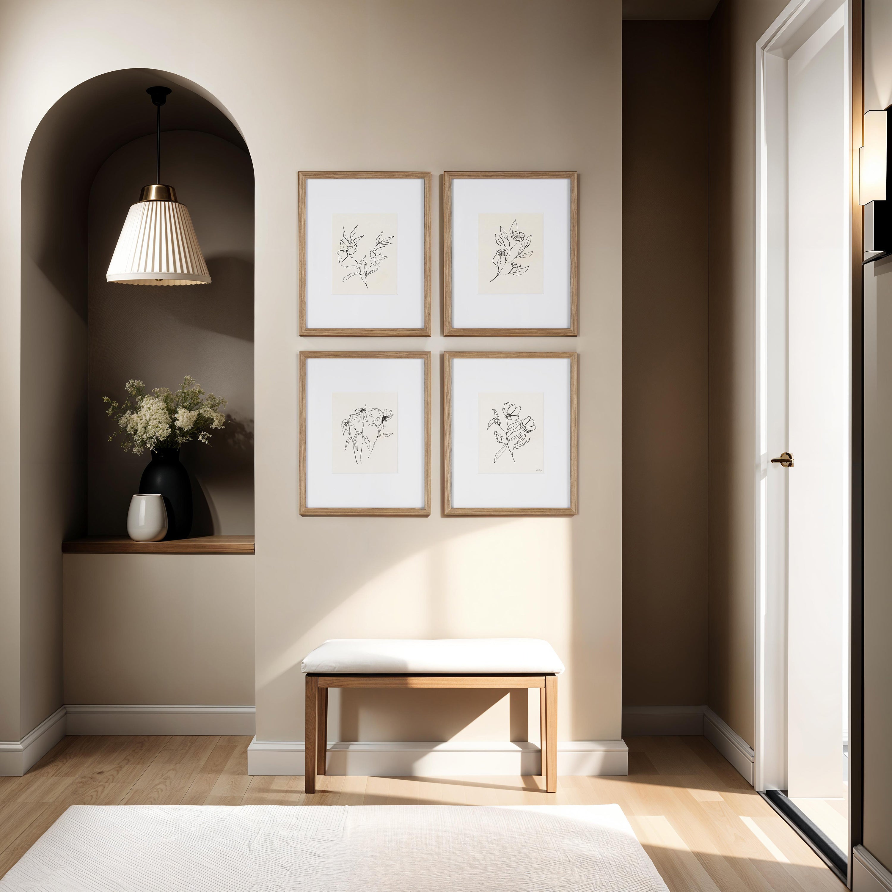 Palmela 16.0" Wide Wall Decor, Printed Artwork (4 Piece Set)-Canvas Print-DECOROLALA