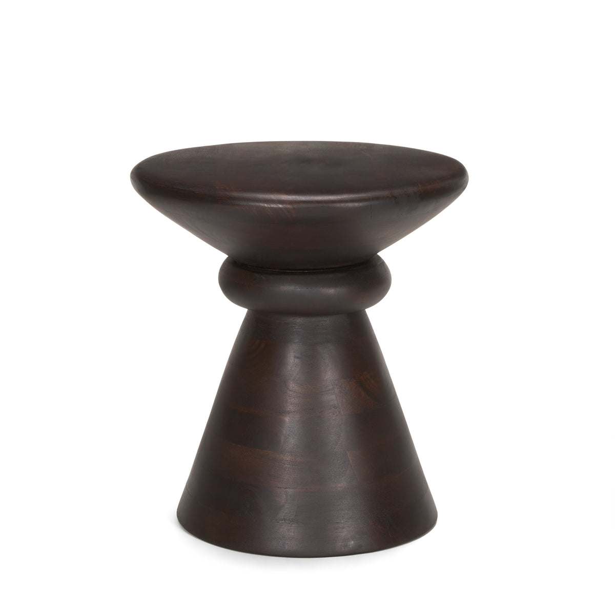 Palmera Dark Brown Wood Pedestal Accent Table-Accent Tables-DECOROLALA