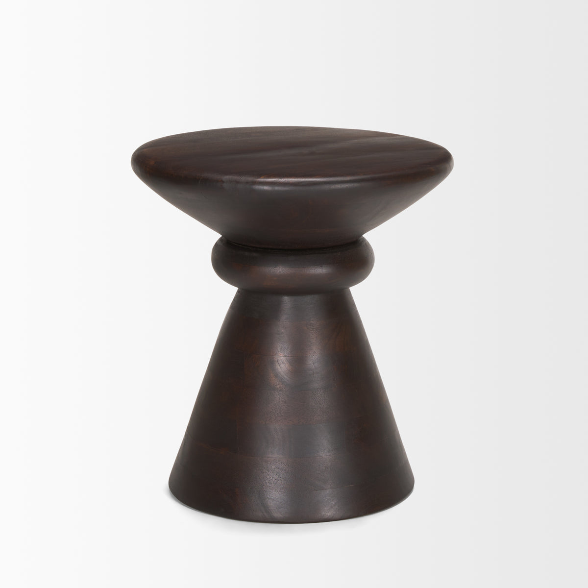Palmera Dark Brown Wood Pedestal Accent Table-Accent Tables-DECOROLALA
