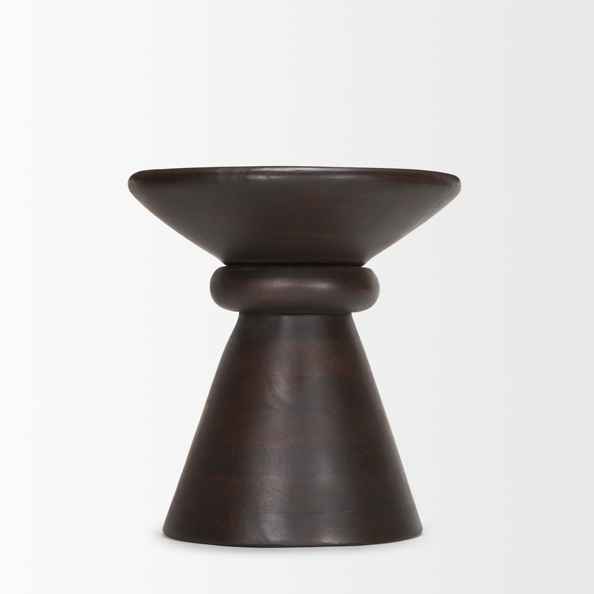 Palmera Dark Brown Wood Pedestal Accent Table-Accent Tables-DECOROLALA
