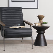 Palmera Dark Brown Wood Pedestal Accent Table-Accent Tables-DECOROLALA
