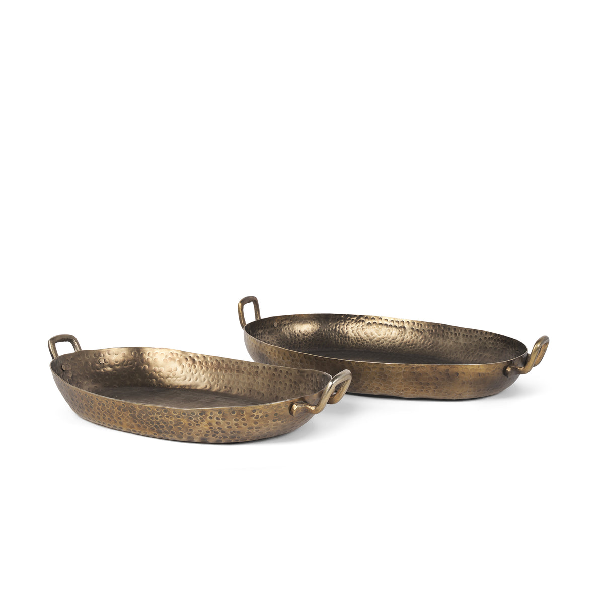Pama Hammered Gold Metal Decorative Trays (Set of 2)-Decorative Trays-DECOROLALA