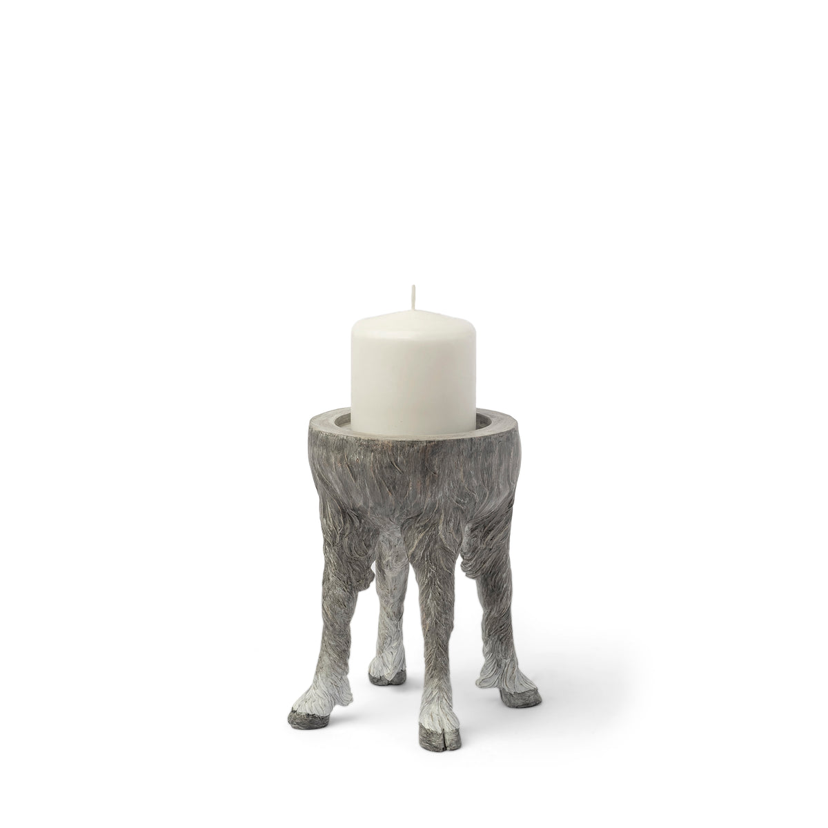 Pan Gray Ceramic Hoofed Table Candle Holder-Candle Holders-DECOROLALA