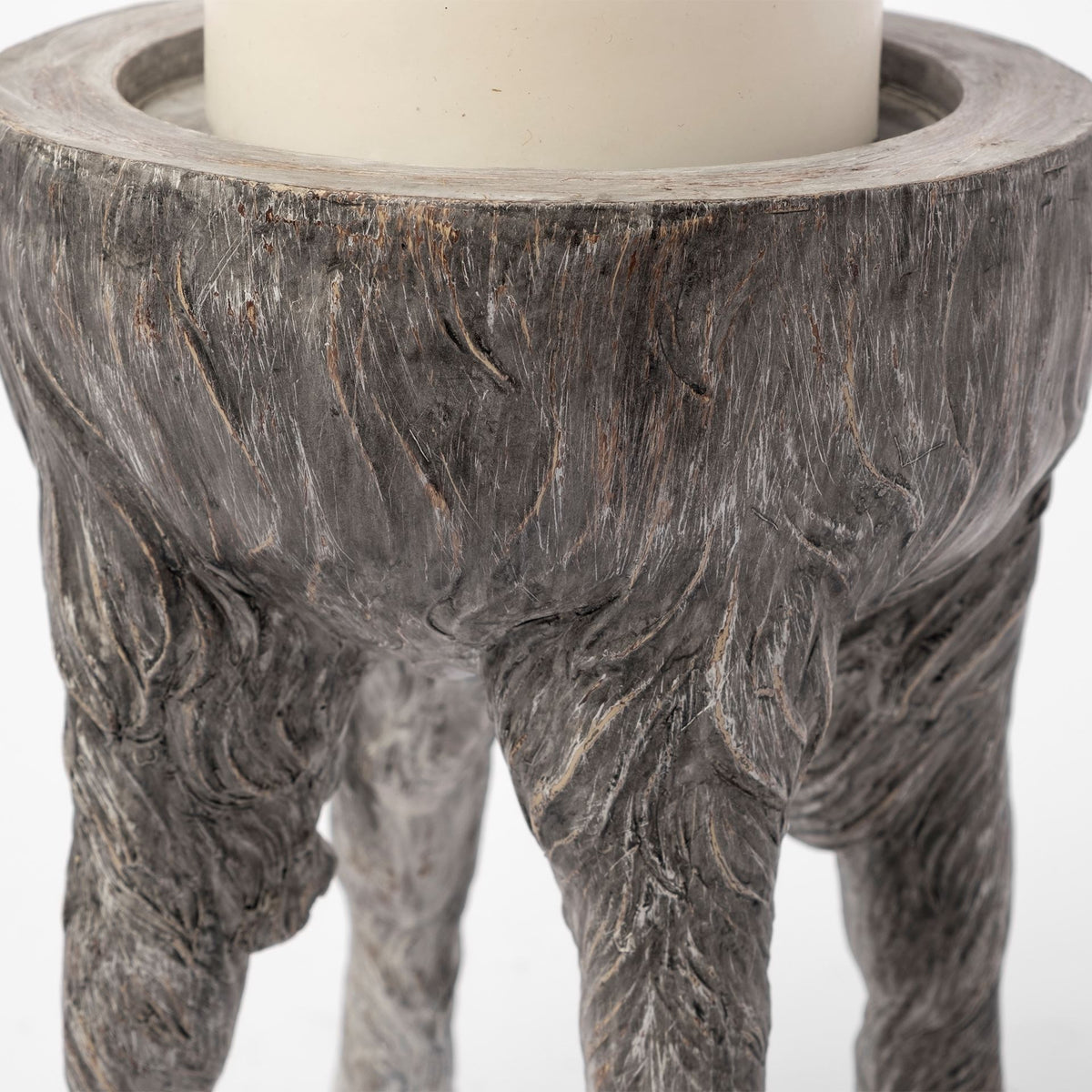 Pan Large Gray Ceramic Hoofed Table Candle Holder-Table Candle Holders-DECOROLALA