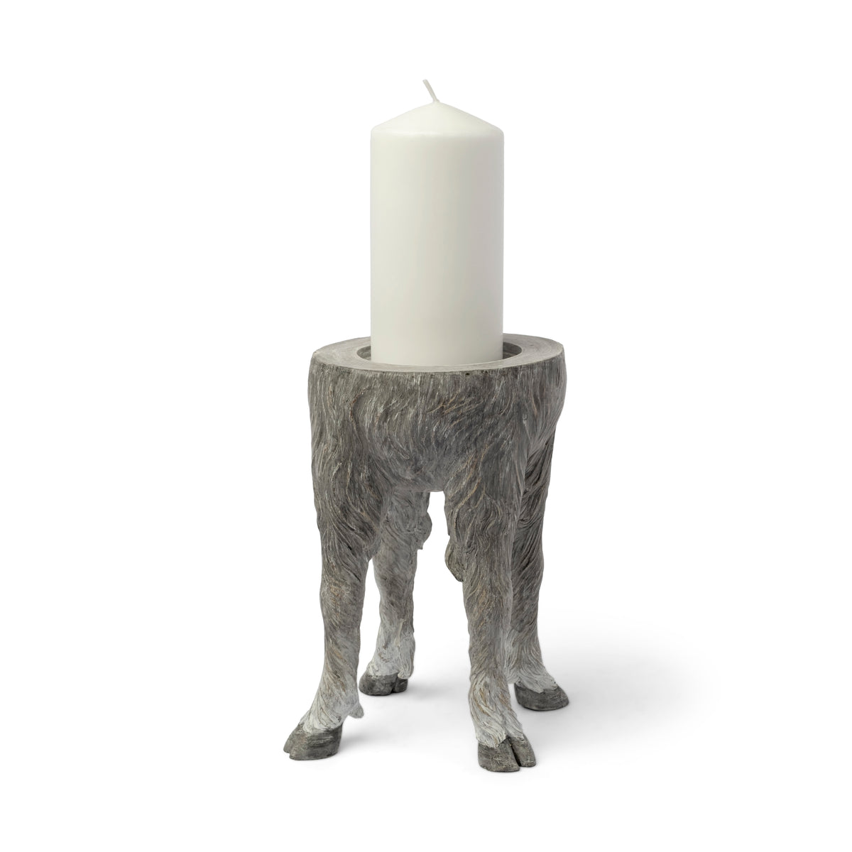 Pan Large Gray Ceramic Hoofed Table Candle Holder-Table Candle Holders-DECOROLALA