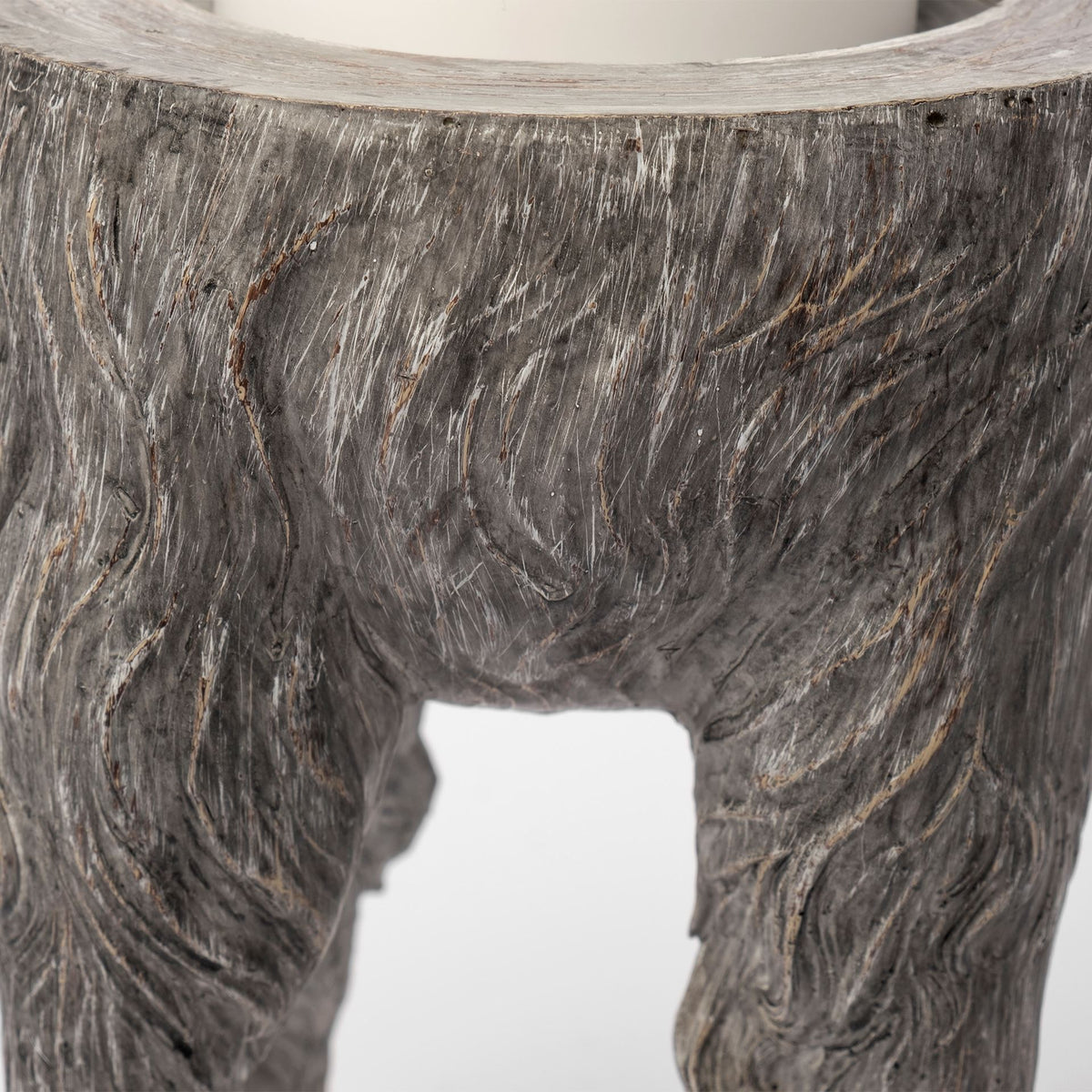 Pan Small Gray Ceramic Hoofed Table Candle Holder-Table Candle Holders-DECOROLALA