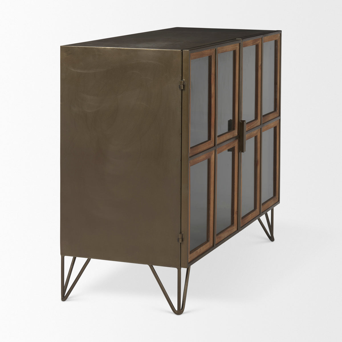 Pandora Accent Cabinet - Dark Brass Red Wood 2 Door-Accent Cabinets & Chests-DECOROLALA
