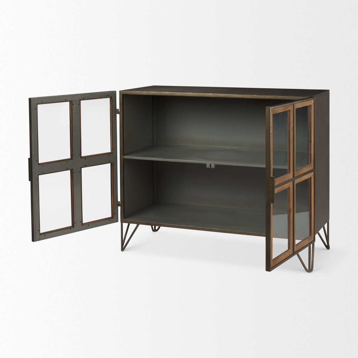 Pandora Accent Cabinet - Dark Brass Red Wood 2 Door-Accent Cabinets & Chests-DECOROLALA