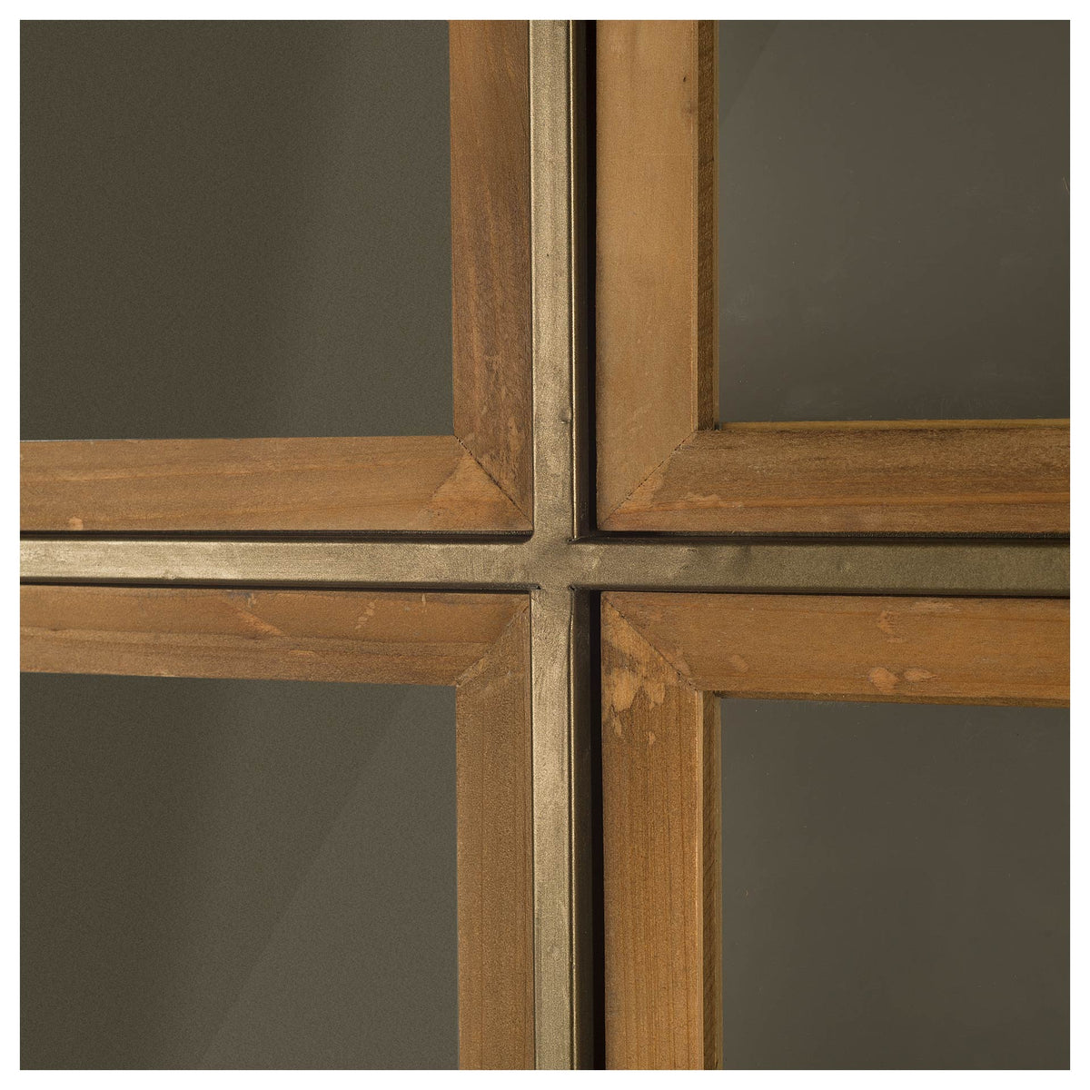 Pandora I 74" H Brown Wood and Metal Glass Door Display Cabinet-Cabinets-DECOROLALA