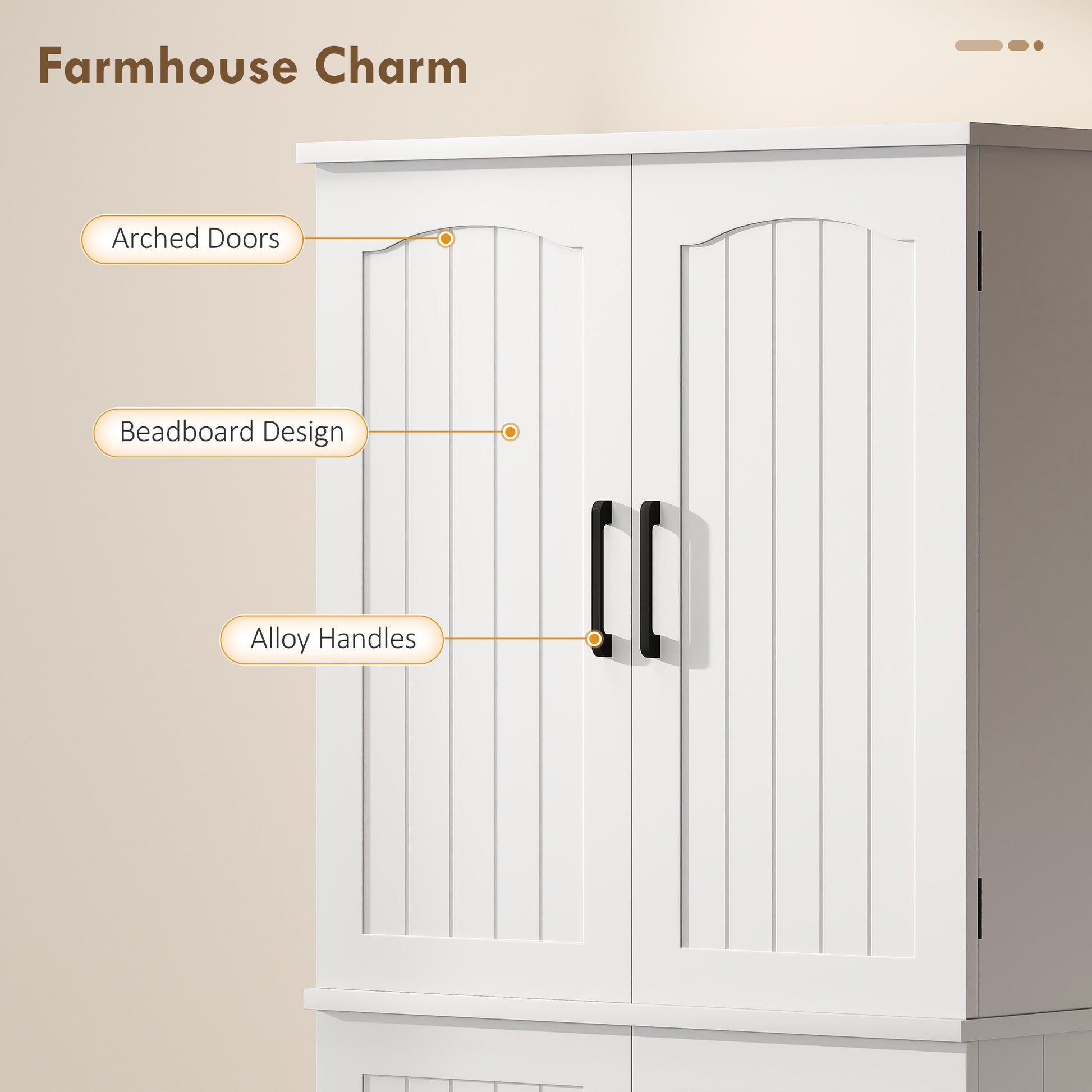 Pantry Cabinet 64" White Farmhouse-DECOROLALA