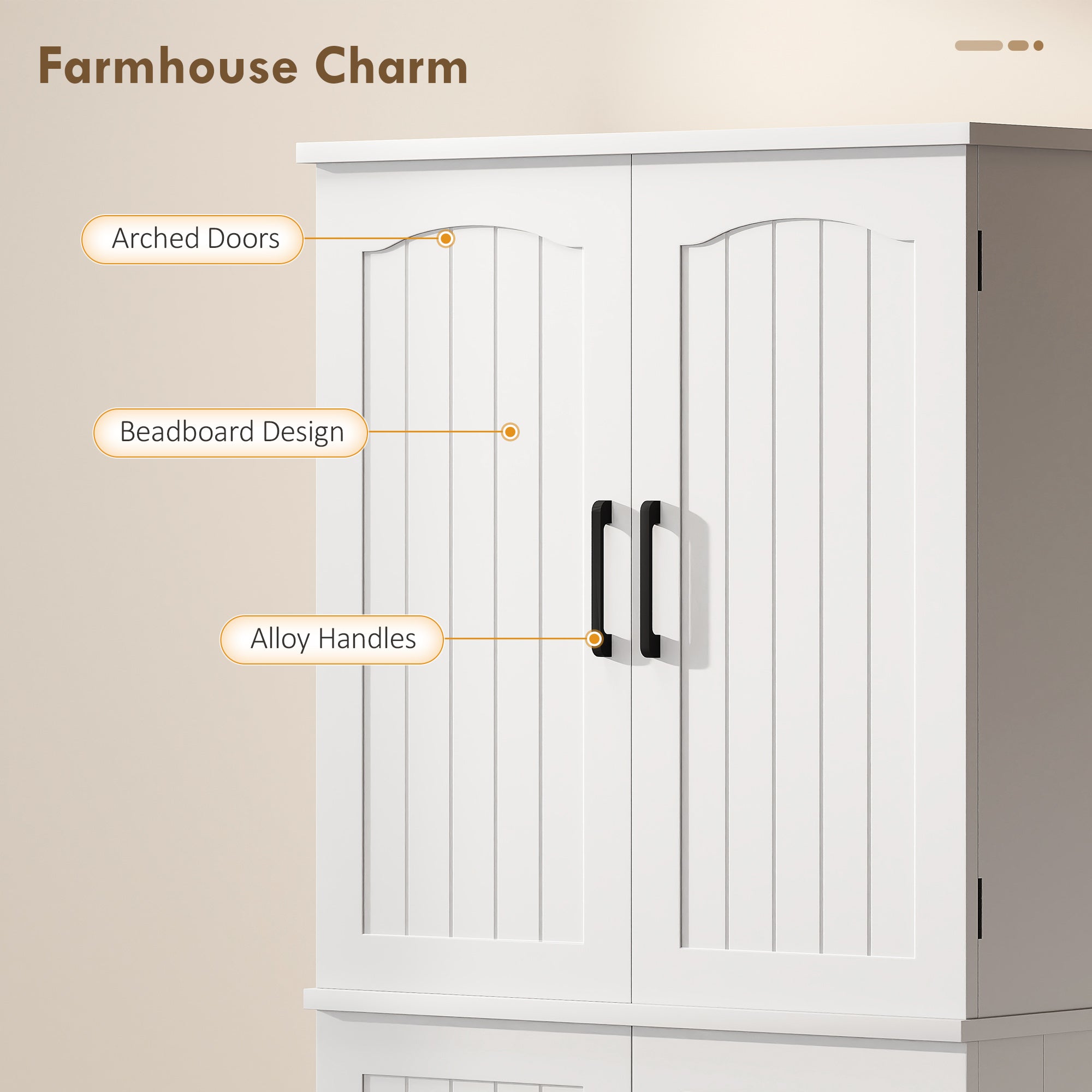 Pantry Cabinet 64" White Farmhouse-DECOROLALA