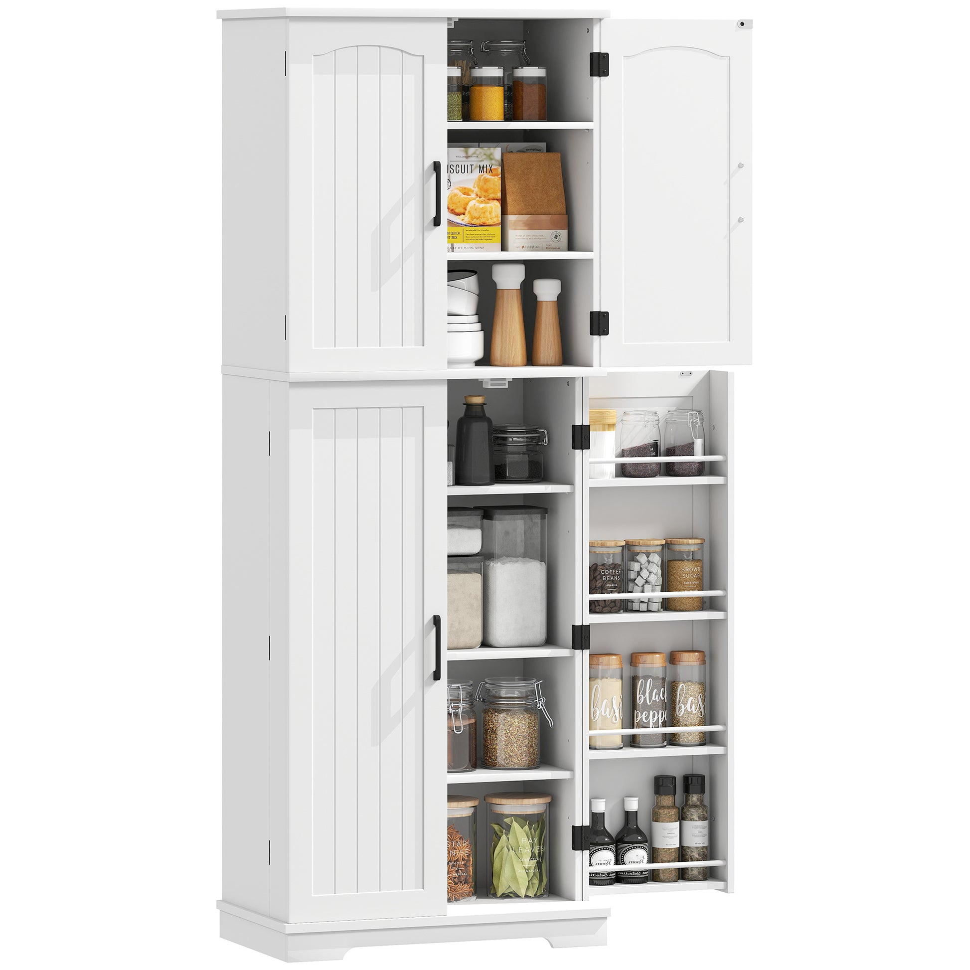 Pantry Cabinet 64" White Farmhouse-DECOROLALA