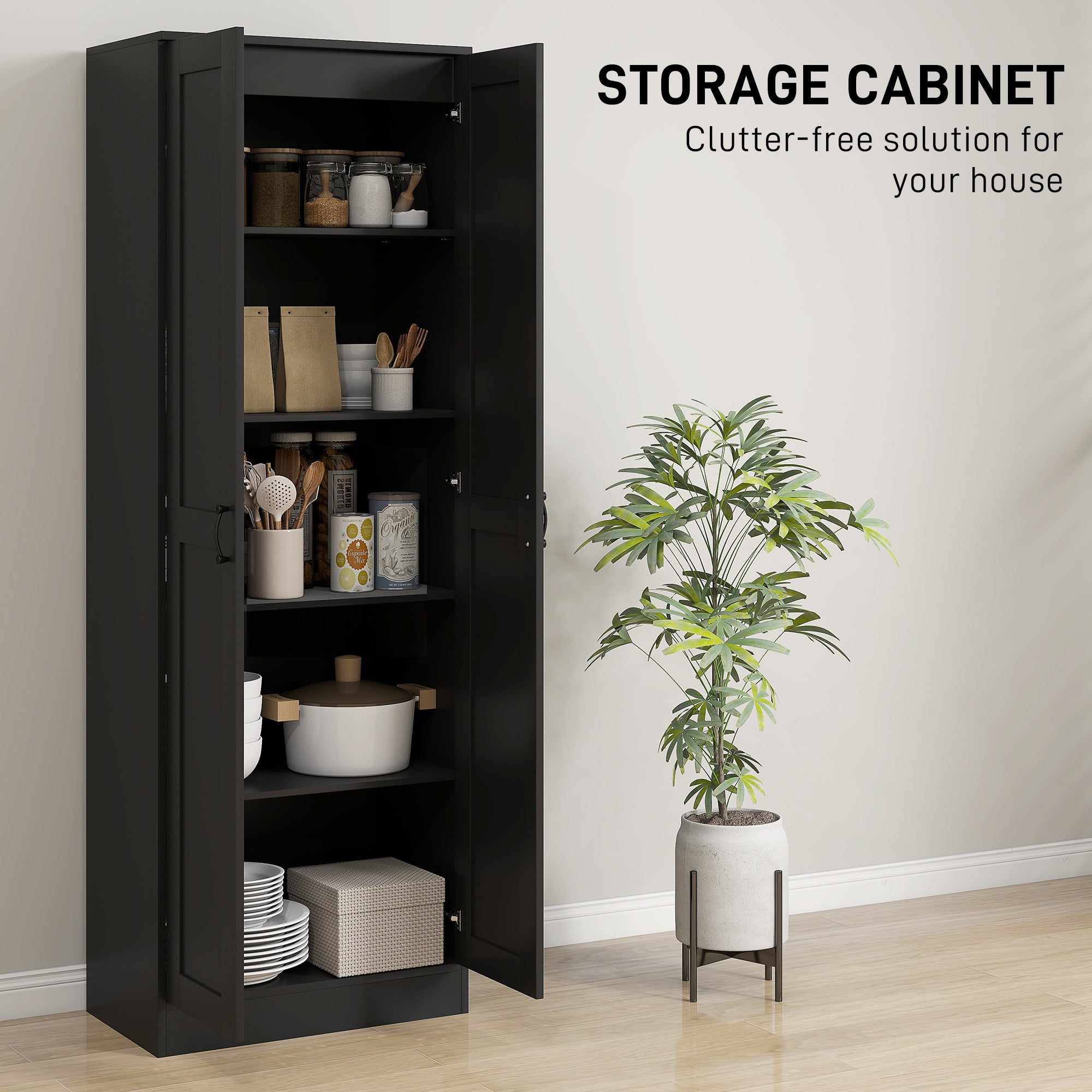 Pantry Cabinet 69" Tall - Black Soft Close-DECOROLALA