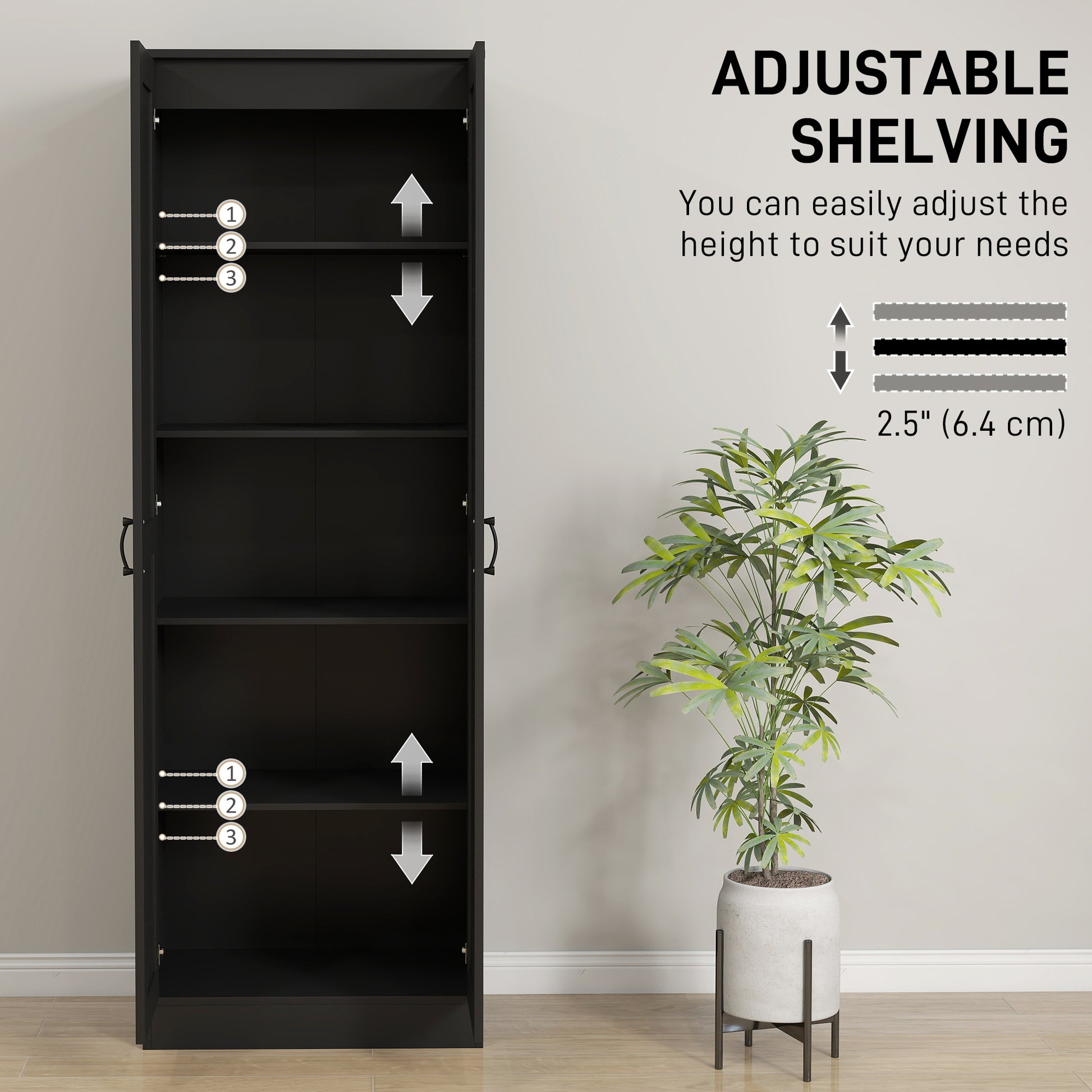 Pantry Cabinet 69" Tall - Black Soft Close-DECOROLALA