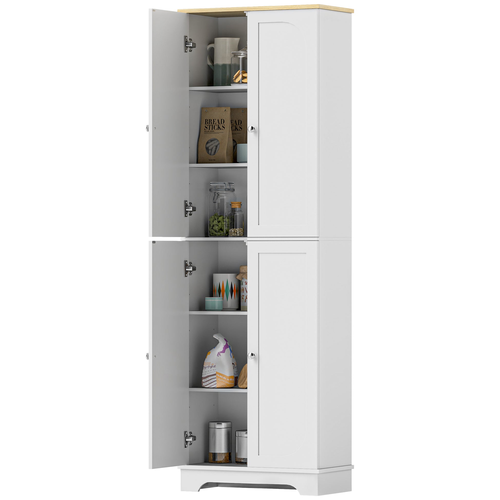 Pantry Cabinet 72" Tall White 4 Door-DECOROLALA