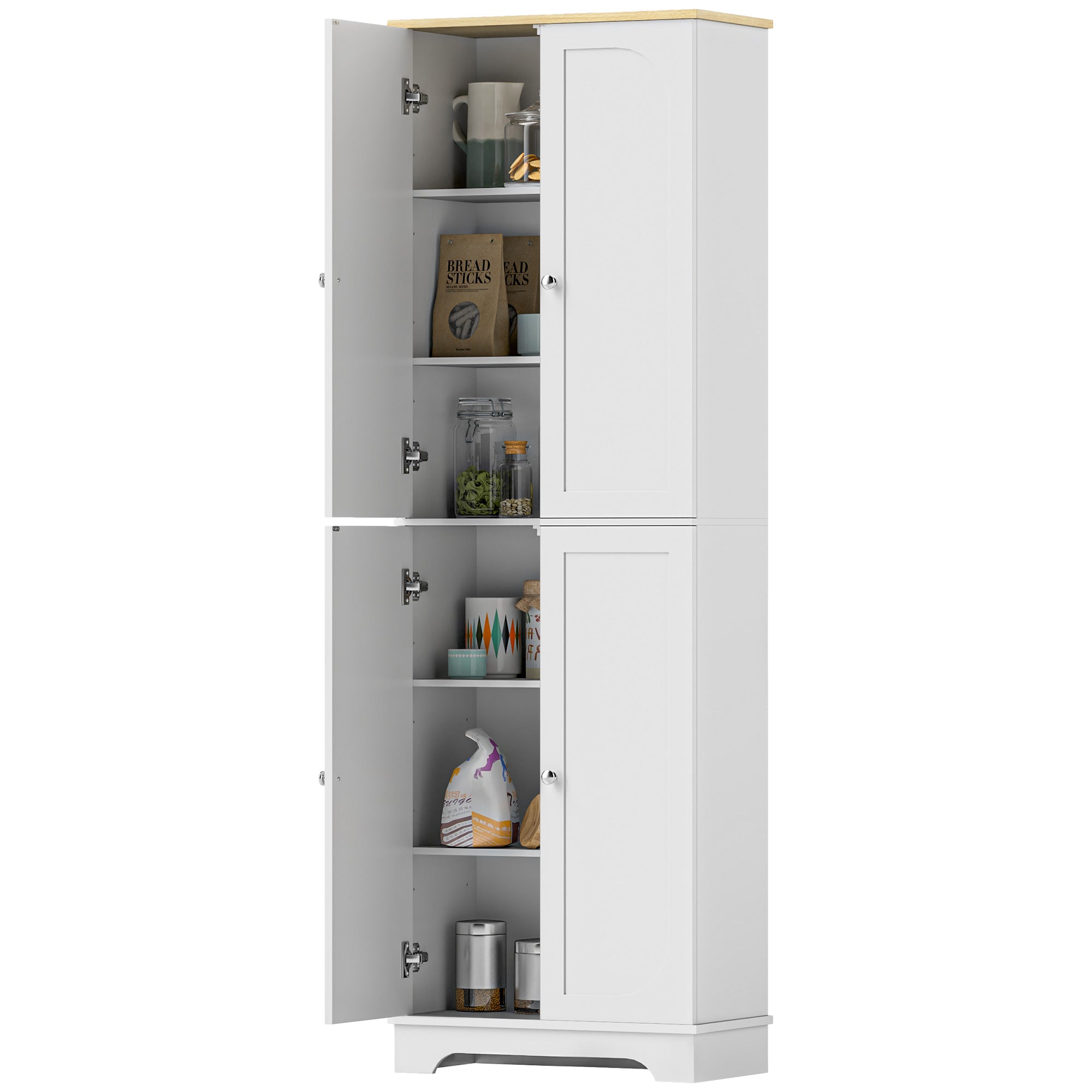 Pantry Cabinet 72" Tall White 4 Door-DECOROLALA