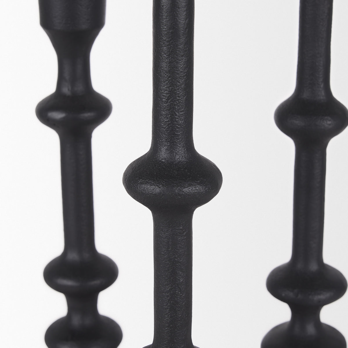 Paolo Matte Black Metal Candle Holder (Set of 3)-Table Candle Holders-DECOROLALA
