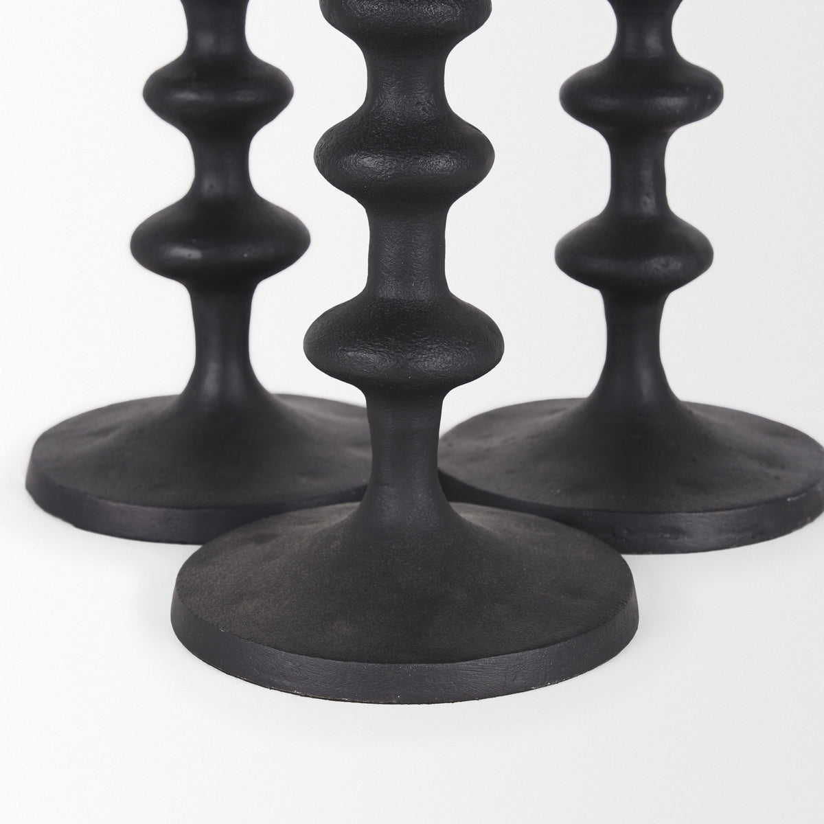 Paolo Matte Black Metal Candle Holder (Set of 3)-Table Candle Holders-DECOROLALA