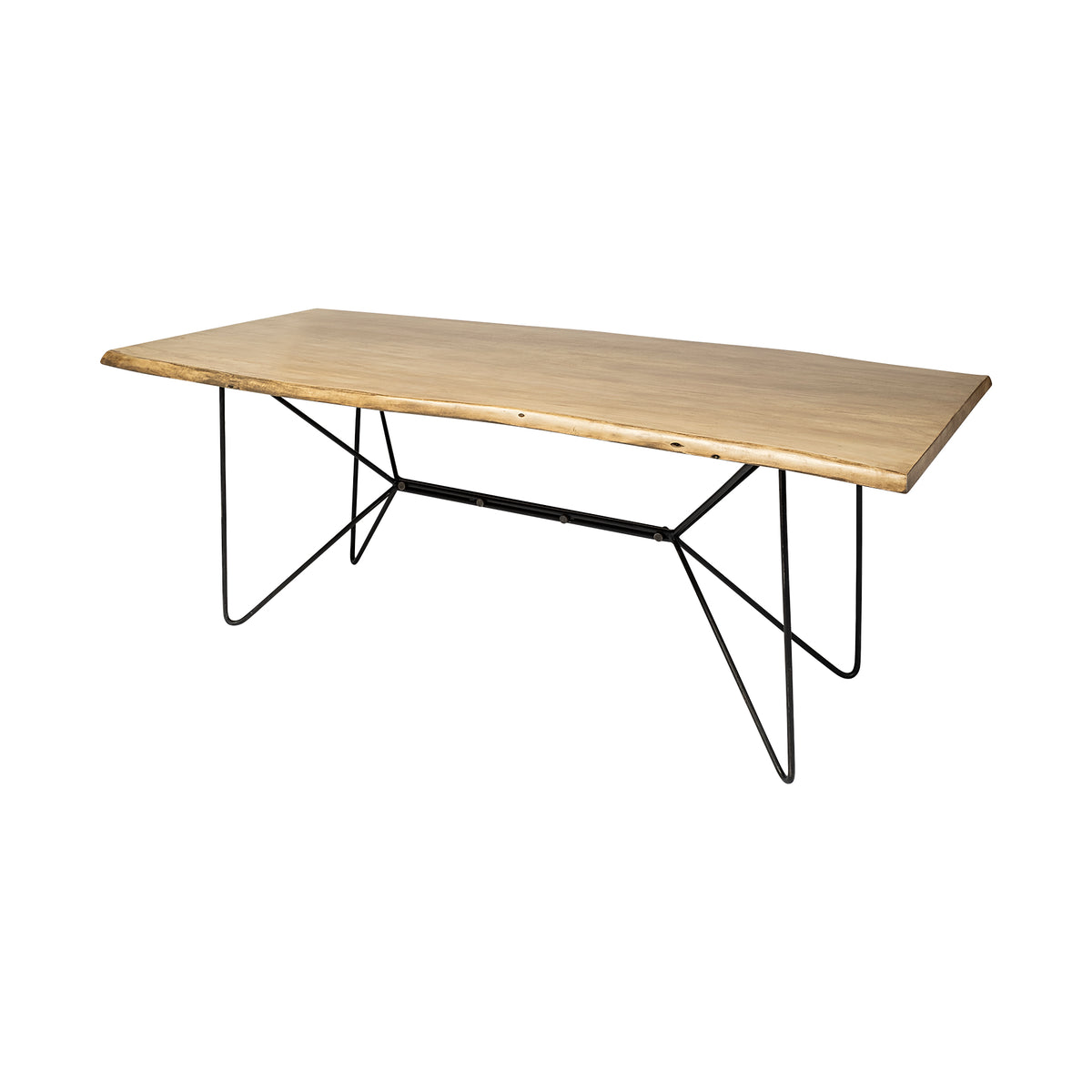 Papillion 84"L x 40"W Rectangular Dining Table | Modern | Wood & Black Metal | Seats 8-Dining Tables-DECOROLALA