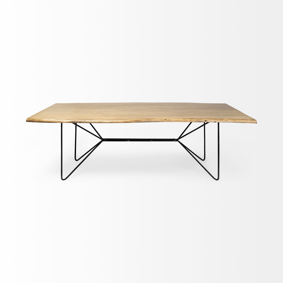 Papillion 84"L x 40"W Rectangular Dining Table | Modern | Wood & Black Metal | Seats 8-Dining Tables-DECOROLALA