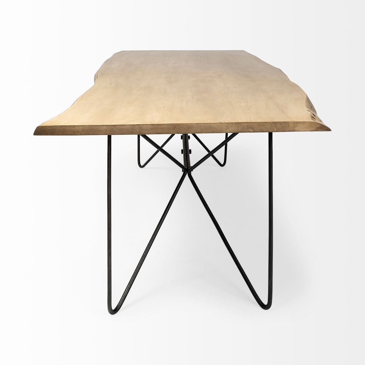 Papillion 84"L x 40"W Rectangular Dining Table | Modern | Wood & Black Metal | Seats 8-Dining Tables-DECOROLALA