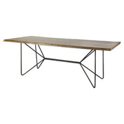 Papillion 84"L x 40"W Rectangular Dining Table | Modern | Wood & Black Metal | Seats 8-Dining Tables-DECOROLALA