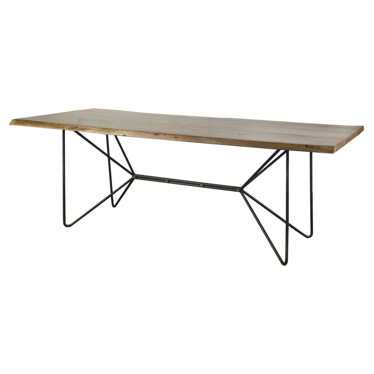 Papillion 84"L x 40"W Rectangular Dining Table | Modern | Wood & Black Metal | Seats 8-Dining Tables-DECOROLALA