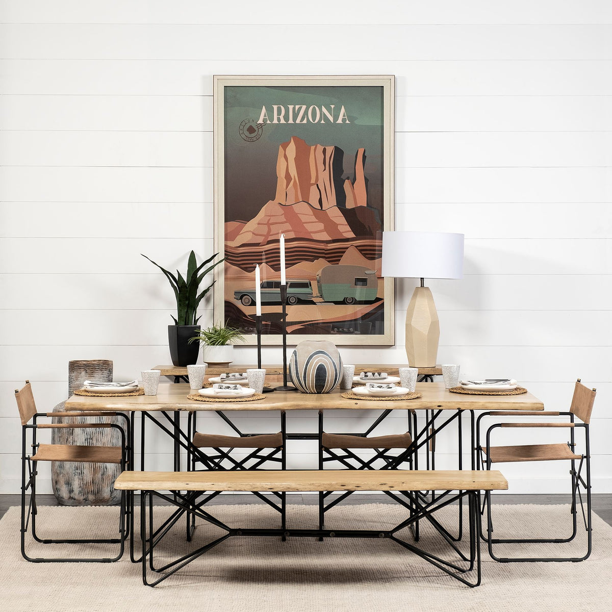 Papillion III Solid Wood and Iron Dining Bench-Benches-DECOROLALA