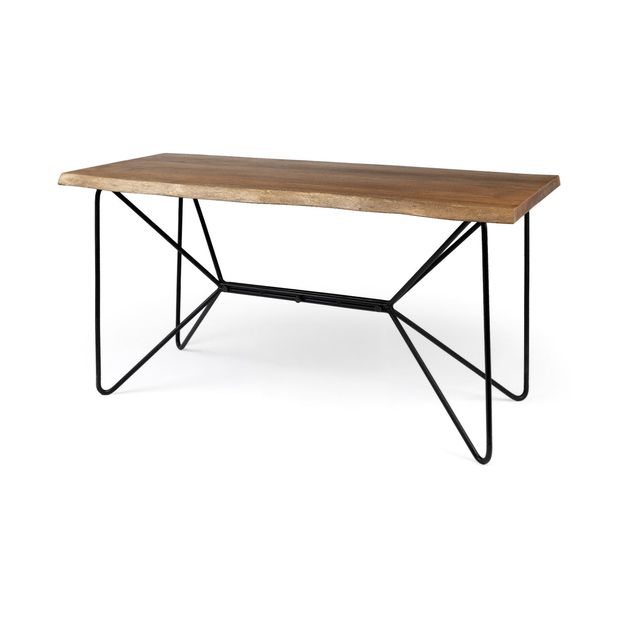 Papillion IV 60L x 26W Natural Solid Wood and Live Edge Iron Office Desk-Office-DECOROLALA