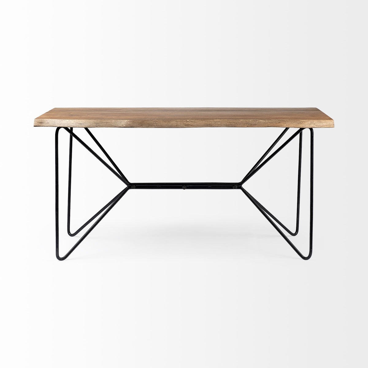 Papillion IV 60L x 26W Natural Solid Wood and Live Edge Iron Office Desk-Office-DECOROLALA