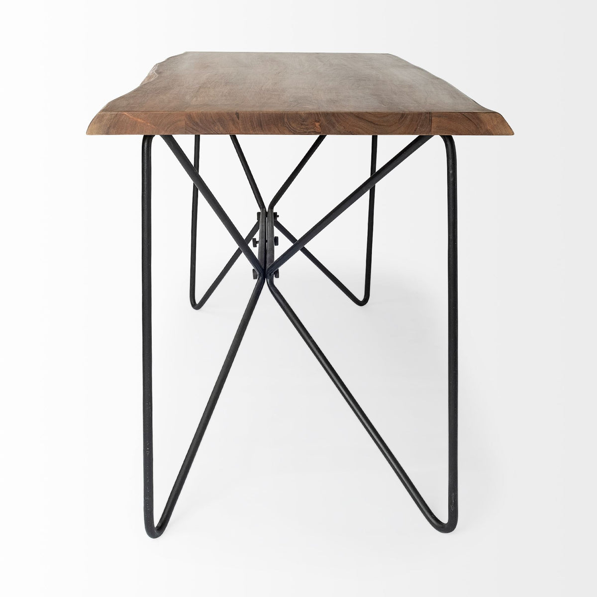 Papillion IV 60L x 26W Natural Solid Wood and Live Edge Iron Office Desk-Office-DECOROLALA