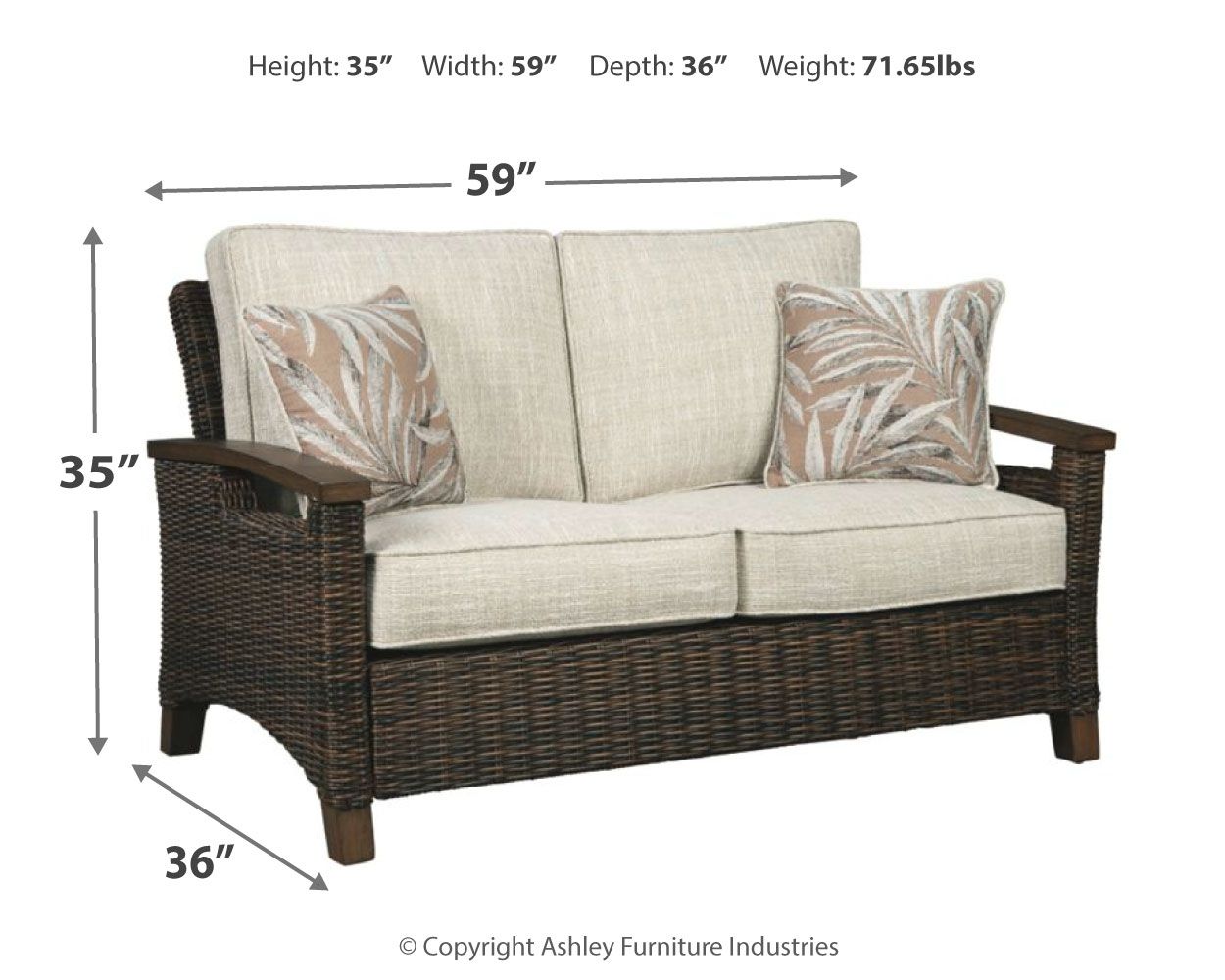 Paradise Trail Loveseat - Medium Brown Outdoor-Loveseats-DECOROLALA