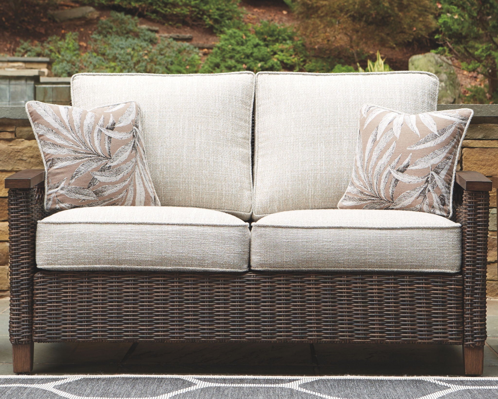 Paradise Trail Loveseat - Medium Brown Outdoor-Loveseats-DECOROLALA