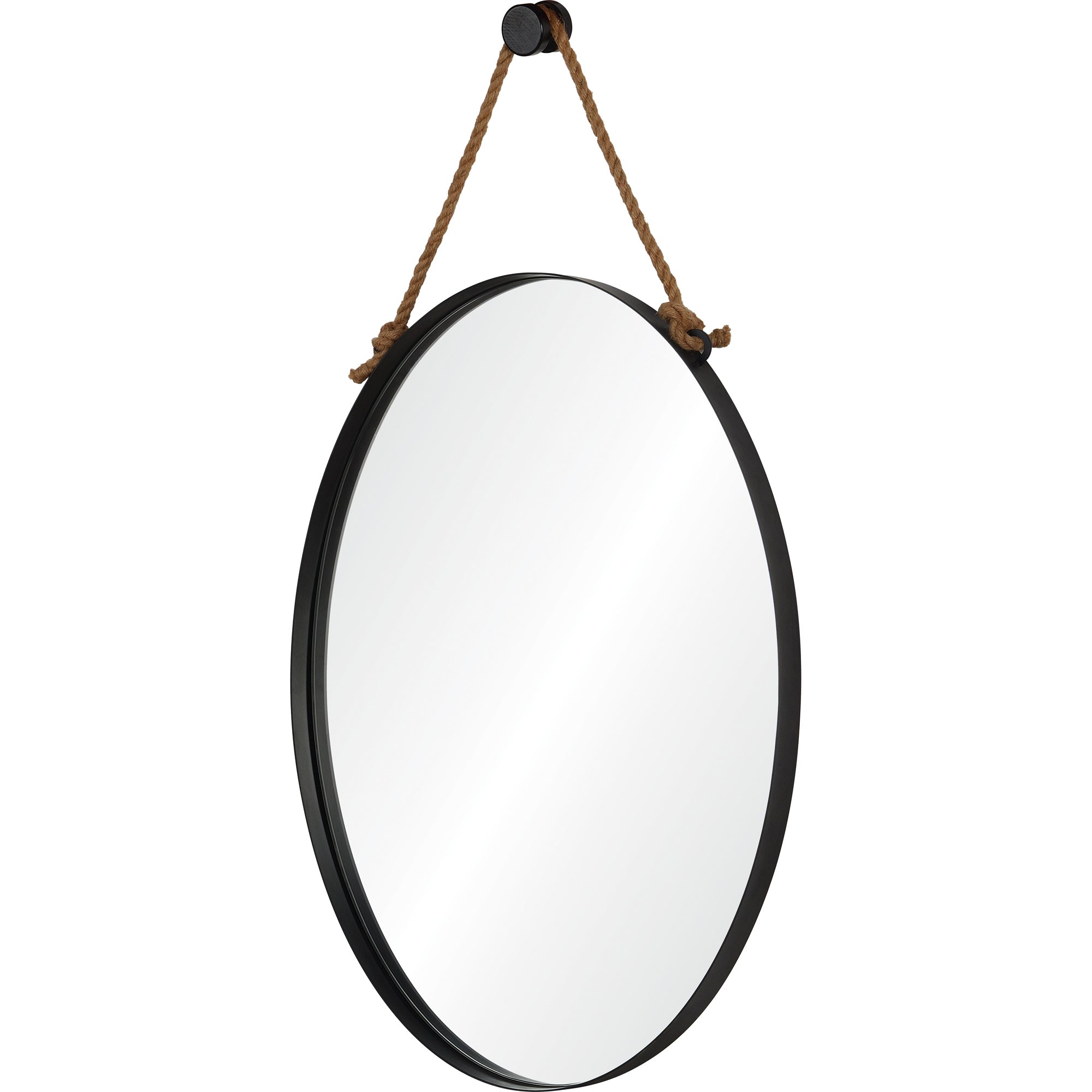 Parbuckle 42" Tall Oval Wall Mirror, Black-Mirror-DECOROLALA