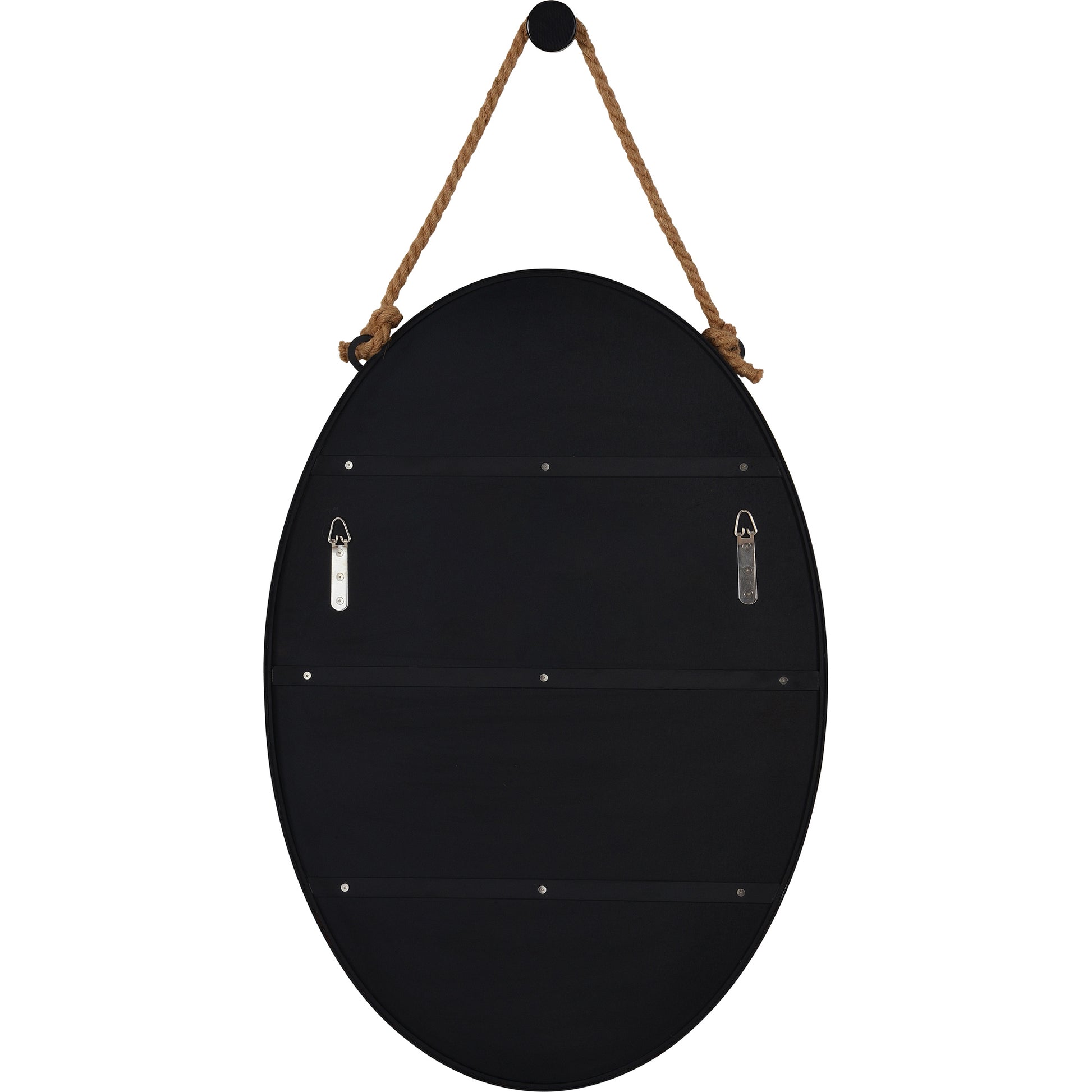 Parbuckle 42" Tall Oval Wall Mirror, Black-Mirror-DECOROLALA