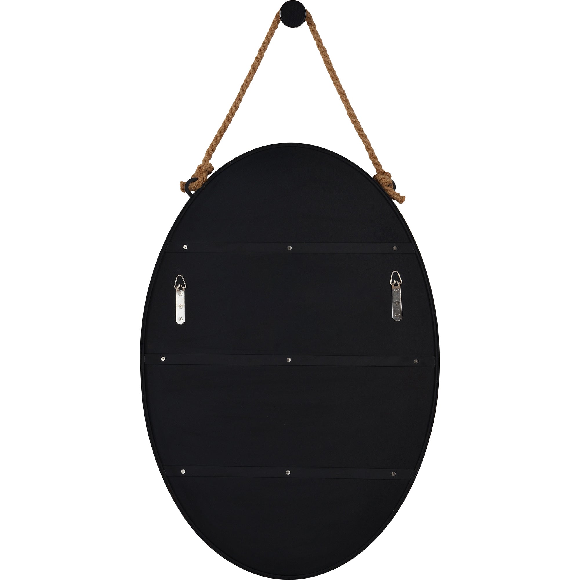 Parbuckle 42" Tall Oval Wall Mirror, Black-Mirror-DECOROLALA