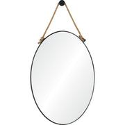 Parbuckle 42" Tall Oval Wall Mirror, Black-Mirror-DECOROLALA