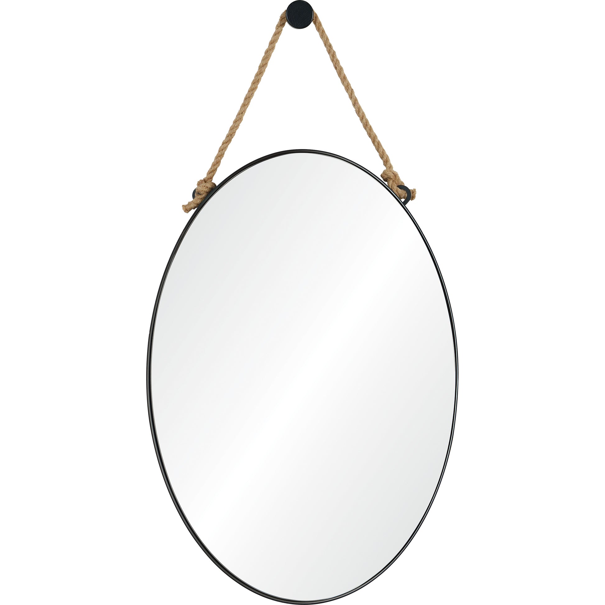 Parbuckle 42" Tall Oval Wall Mirror, Black-Mirror-DECOROLALA